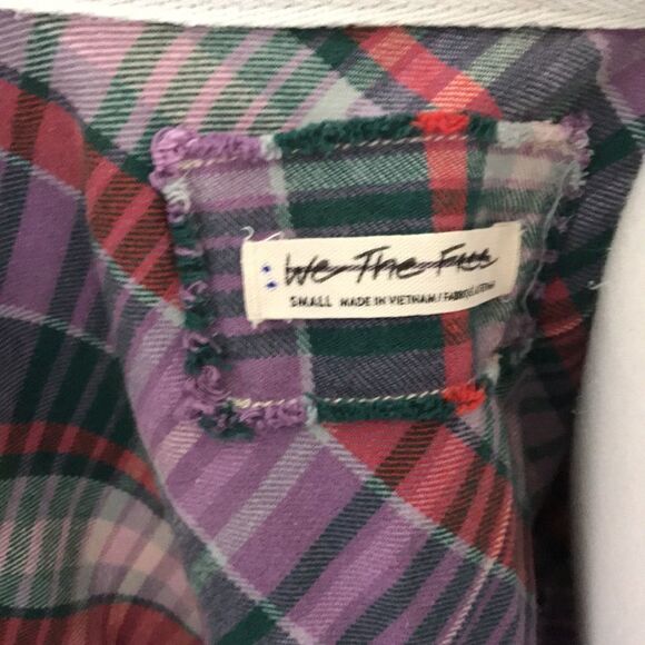 We The Free People Emily Plaid Top size S - Picture 15 of 15